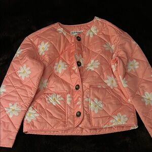 Old Navy Kids Pink Daisy Quilted Jacket